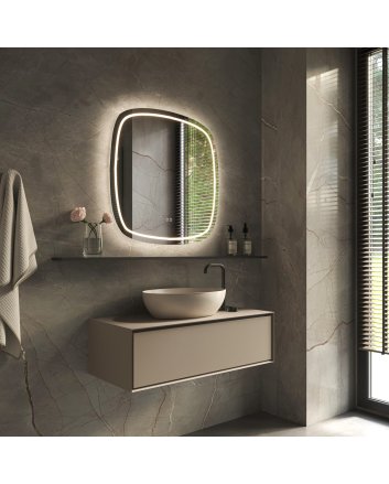 Phantom Deens ovale LED spiegel 100x100cm met directe en indirecte verlichting rondom, spiegelverwarming, kleurenwissel en touchdimmer
