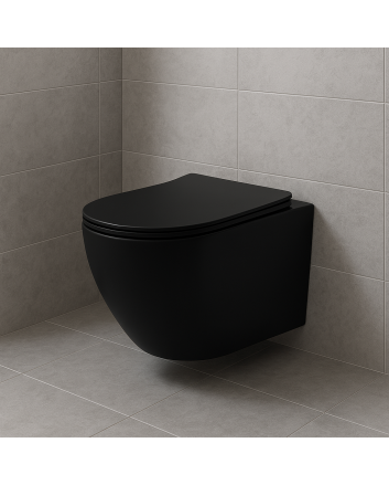 Eco Elegance pro compact hangtoilet mat zwart – randloos met tornado flush &amp; soft close 