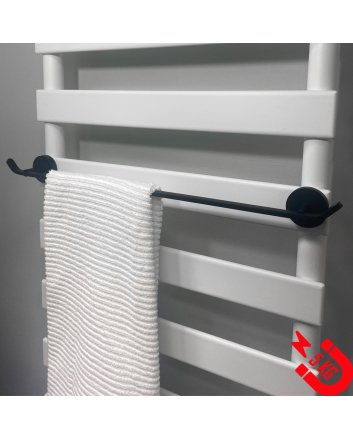 BSXL Magneet-line zwart – Magnetische 385 mm handdoekhouder