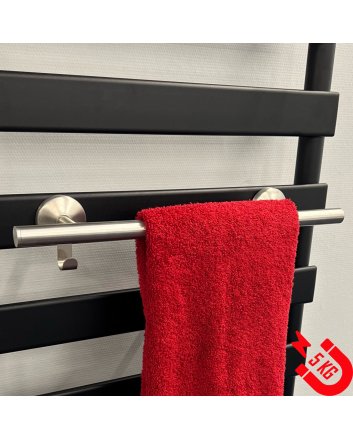 BSXL magnetisch 500 mm handdoekenrek met haakje voor radiatoren - Geborsteld RVS