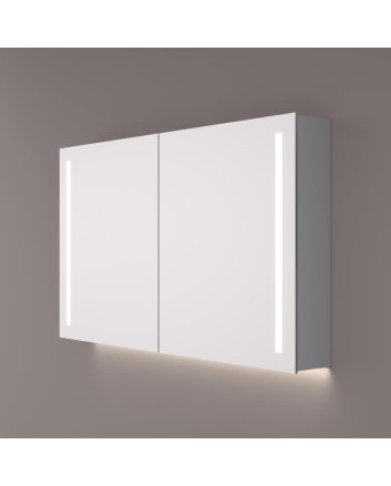 Hipp Design Luxe spiegelkast 160x70cm met verticale LED banen, indirecte onderverlichting, spiegelverwarming, 2 geaarde stopcontacten en verstelbare glazen planken