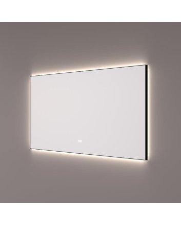 Hipp Design mat zwarte LED spiegel 160x70cm met indirecte verlichting rondom, spiegelverwarming, touchdimmer en kleurenwissel