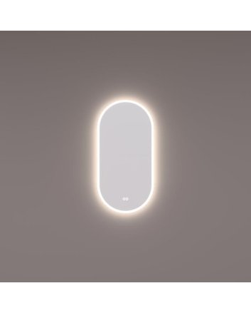 Hipp Design rechthoekige ovale LED spiegel 50x100cm met directe en indirecte verlichting rondom, touchdimmer, spiegelverwarming en kleurenwissel