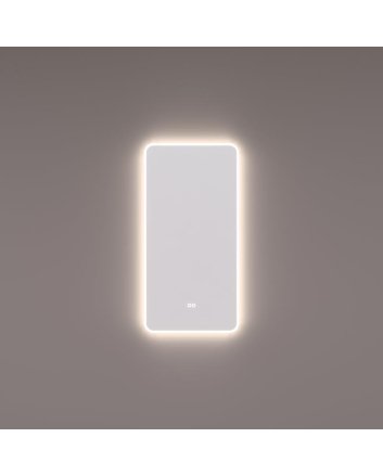 Hipp Design LED spiegel 45x90cm met afgeronde hoeken, directe en indirecte verlichting rondom, spiegelverwarming, kleurenwissel en touchdimmer