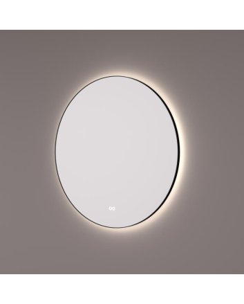 Hipp Design ronde mat zwarte LED spiegel 120cm met indirecte verlichting rondom, spiegelverwarming, touchdimmer en kleurenwissel