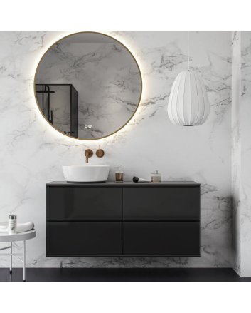Hipp Design ronde koper PVD LED spiegel 80cm met indirecte verlichting rondom, spiegelverwarming, touchdimmer en kleurenwissel