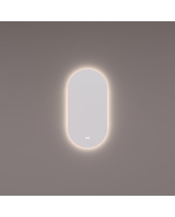 Hipp Design rechthoekige ovale LED spiegel 50x100cm met indirecte verlichting rondom, spiegelverwarming, kleurenwissel en touchdimmer