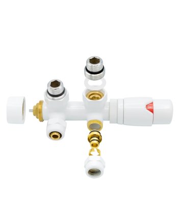 Witte radiator aansluitset Haaks voor radiatoren met onder aansluiting