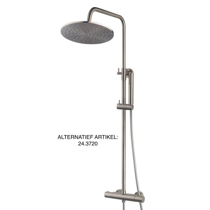 Caral thermostatische regendoucheset opbouw geborsteld staal