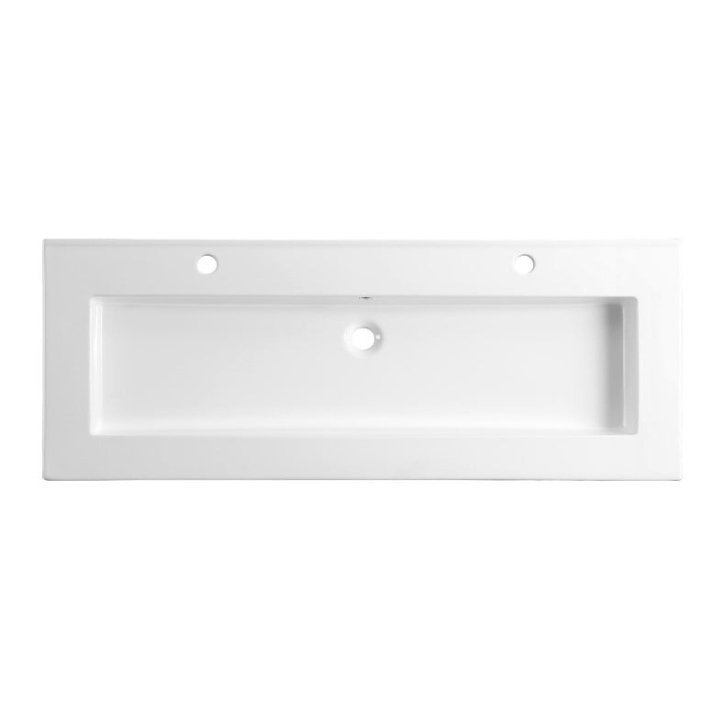 Sani DeLuxe Wastafel Keramiek Classic 120 enkele wasbak, met twee kraangaten