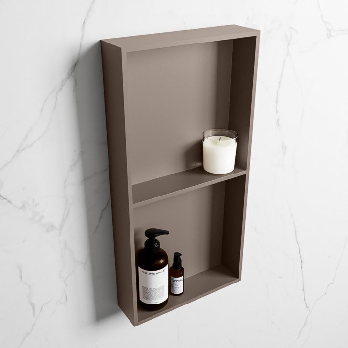 Mondiaz Easy Nis 59,5x29,5cm in solid surface kleur Smoke | Smoke. 2 vakken geschikt voor in- of opbouw