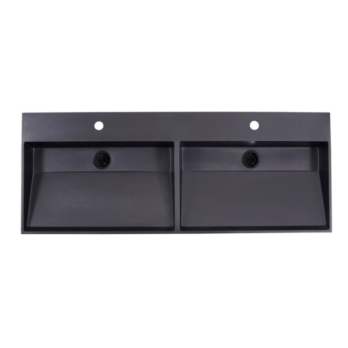 Sani DeLuxe Wastafel Quartz Trend 120 dubbele wasbak, met twee kraangaten