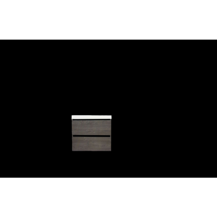 Sani DeLuxe Trendline basic onderkast met greeplijst Mat Zwart 60 silver oak