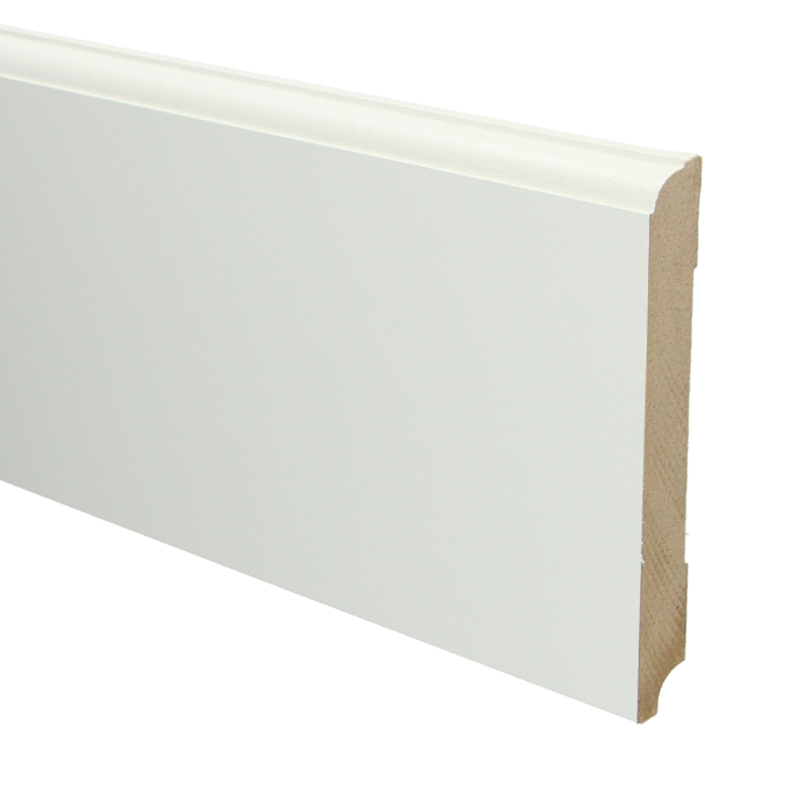 MDF Eigentijdse plint 150x18 wit voorgelakt RAL 9010 | 2.4 meter