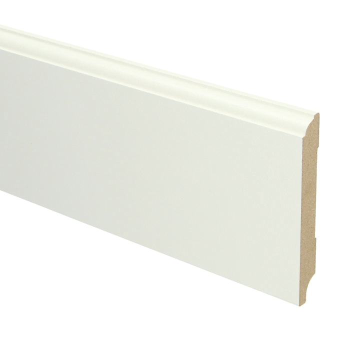MDF Eigentijdse plint 90x12 wit voorgelakt RAL 9010 | 2.4 meter