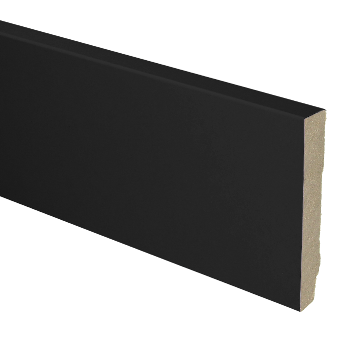 MDF plint recht 90x15 zwart gefolied | 2.4 meter