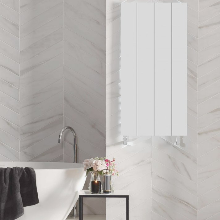 600x1600 - 700 Watt | Handdoekradiator Gestreept Wit Elektrisch