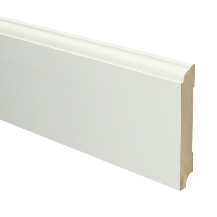 MDF Eigentijdse plint 115x18 wit voorgelakt RAL 9010 | 2.4 meter