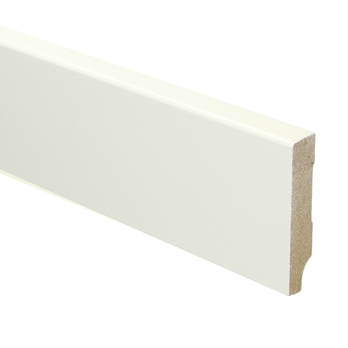 MDF Moderne plint 55x12 wit voorgelakt RAL 9010 | 2.44 meter