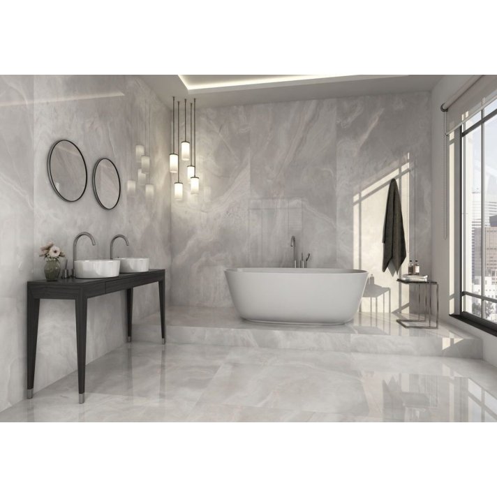 Marmerlook| vloer-/wandtegel xxl | 120x120 |- onyx alono gris 120x120 hoogglans  - geschikt voor woonkamer en badkamer