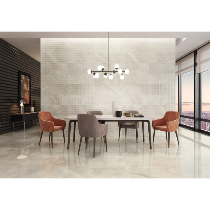 Marmerlook| vloer-/wandtegel xxl | 120x120 |- onyx alono marfil 120x120 hoogglans  - geschikt voor woonkamer en badkamer