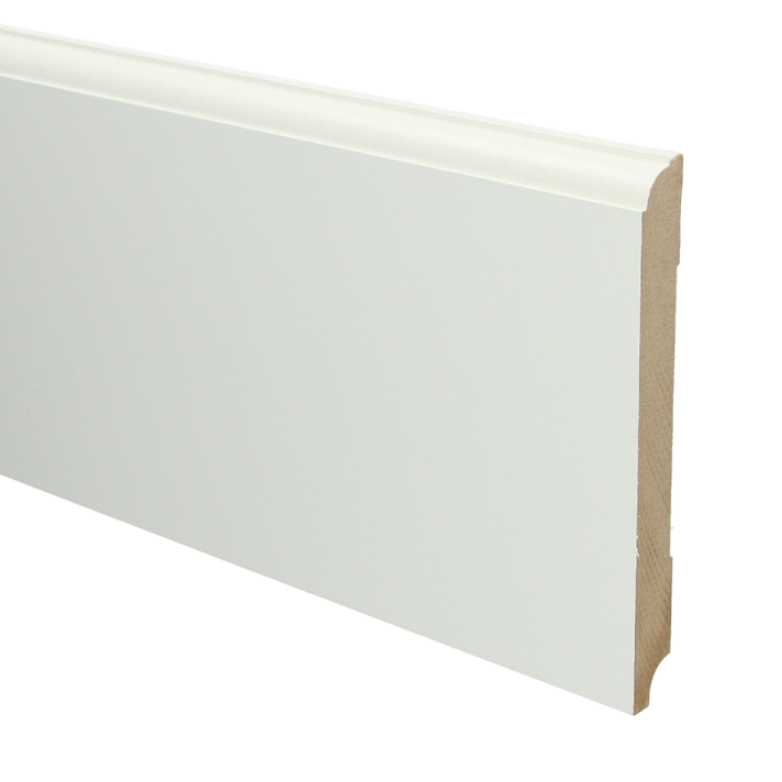 MDF Eigentijdse plint 150x15 wit voorgelakt RAL 9010 | 2.4 meter