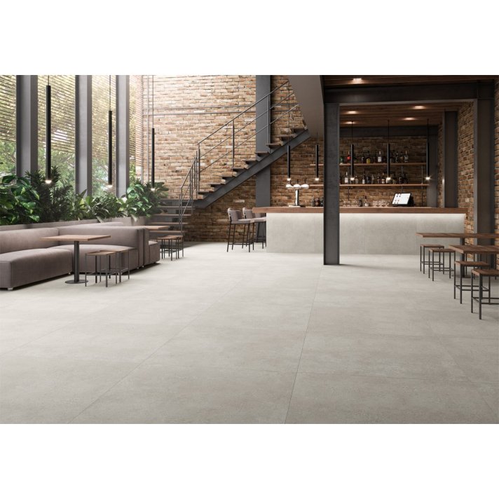 Betonlook | vloer-/wandtegel xxl | 120x120 |- beton witgrijs 120x120 mat - geschikt voor woonkamer en badkamer