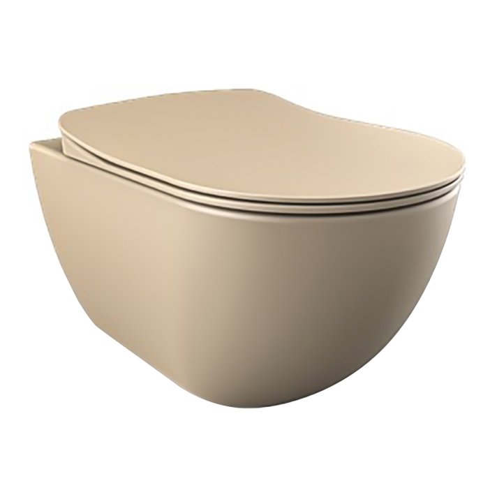 Hunk & Müeller Rimoff Ophang Wc Met Rvs Sproeier (Bidet), Mat Cappucino