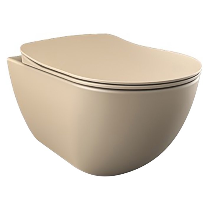 Hunk & Müeller Rimoff Ophang Wc Zonder Sproeier (Bidet), Mat Cappucino