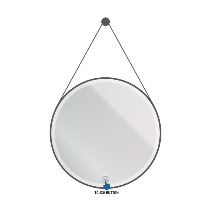 Eco Elegance Ledspiegel Rond  Met  Band  Mat Zwart Ø80cm