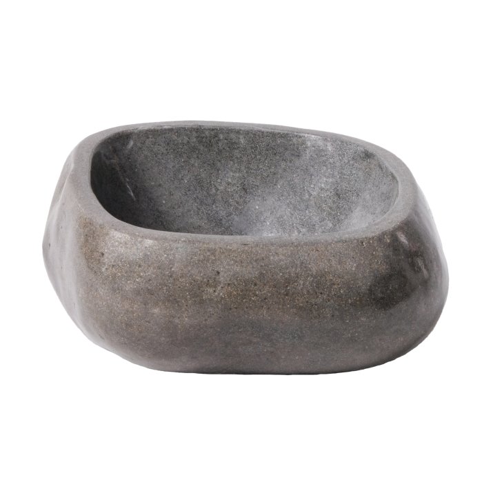 Eco Elegance Volledig Gepolijste Waskom Van Natuurlijke Riviersteen - Zwart 30-35x15x1