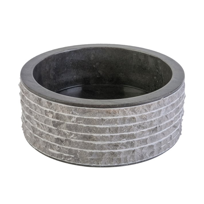 Eco Elegance Marmeren Alur Waskom Met Gepolijste Binnenzijde - Zwart 40x15cm
