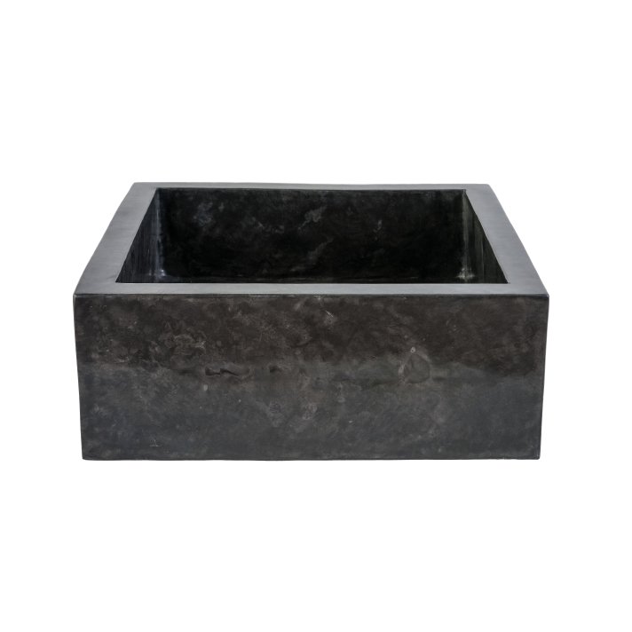 Eco Elegance Vierkanten Opbouw Waskom Volledig Gepolijst - Zwart 40x40x15cm