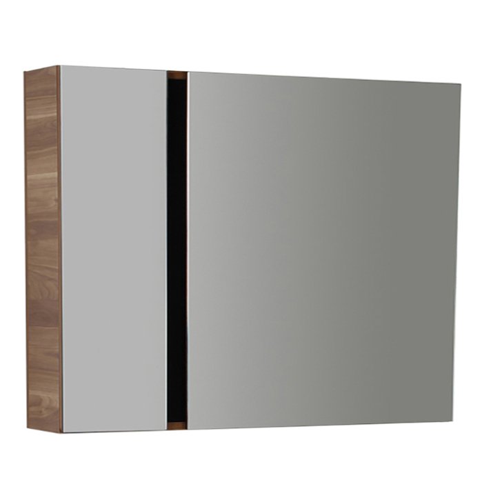Hunk & Müeller Verti 100 Spiegelkast Okkernoot-Zwart 98x80x17cm