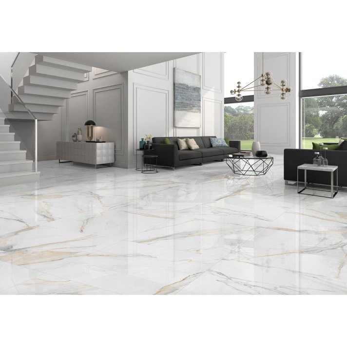 ITT Atlantis gold satijn vloertegel 120x120 white