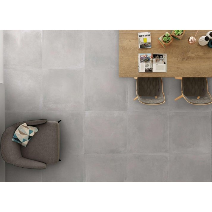 Vloertegel half glans betonlook 100x100 grijs gerectificeerd lappato
