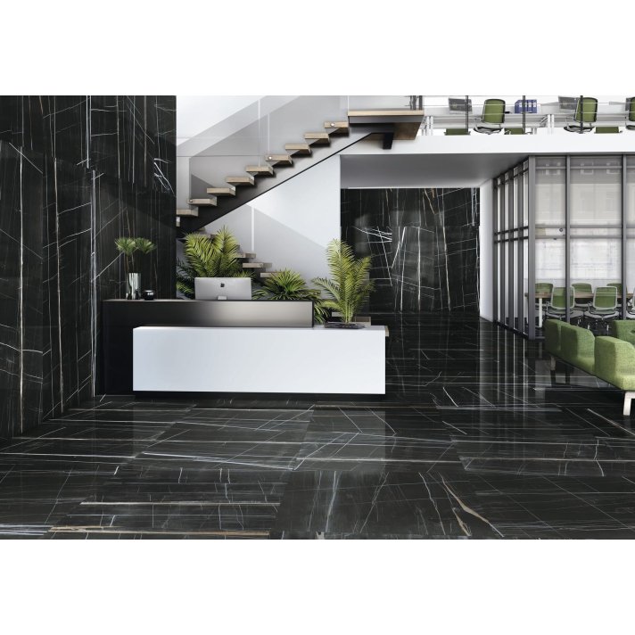 Baldocer Titanium hoogglans vloertegel 80x160 Black