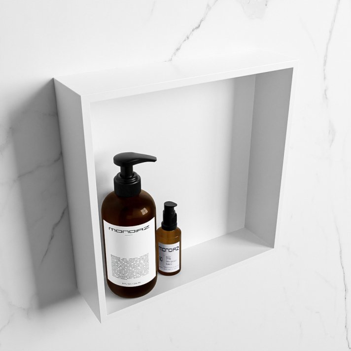 Mondiaz Easy Nis 29,5x29,5cm in solid surface kleur Talc | Talc. 1 vak  geschikt voor in- of opbouw
