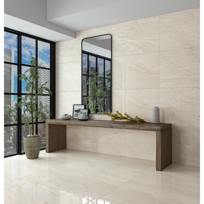 Ecoceramic Capraiapol hoogglans vloertegel 90x90 sand