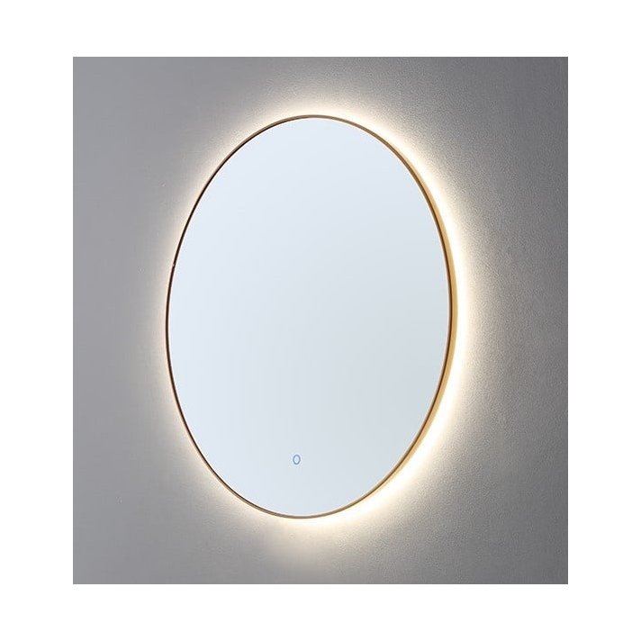 Sani DeLuxe Ronde spiegel Goud Geborsteld met LED verlichting, 3 kleur instelbaar & dimbaar 80 incl. spiegelverwarming