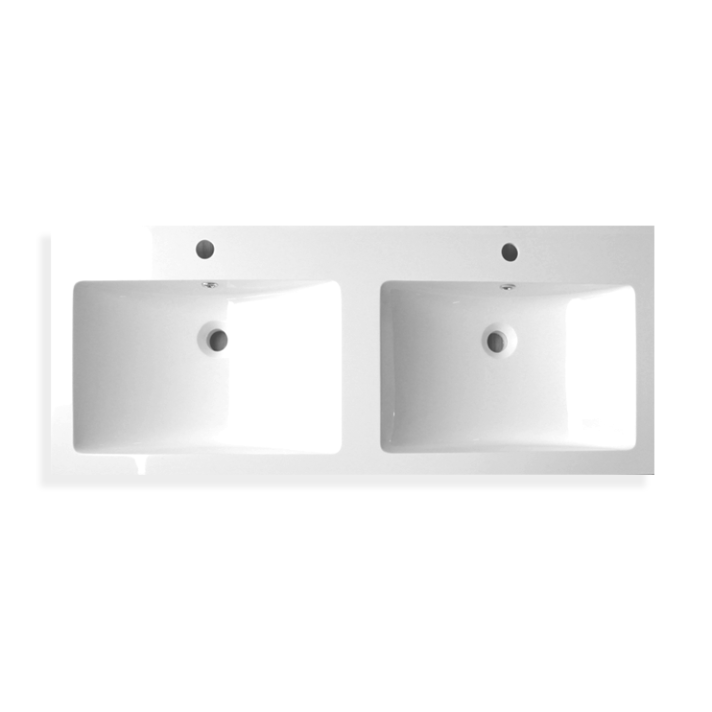 Sani DeLuxe Wastafel BM Mineraalmarmer 120 dubbele wasbak, met twee kraangaten