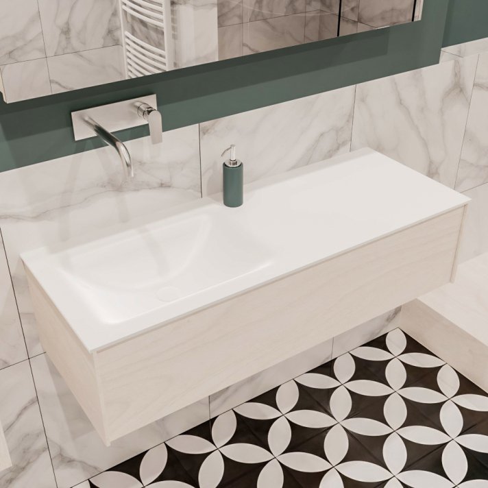 Mondiaz Lush 120 badmeubel underlayment 1 lade wastafel links geen kraangat