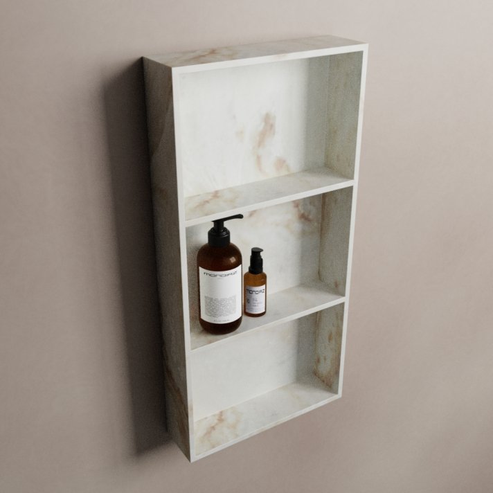 Mondiaz Easy Nis 149,5x29,5cm in solid surface kleur Frappe. 2 vakken geschikt voor in- of opbouw