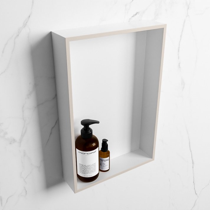 Mondiaz Easy Nis 44,5x29,5cm in solid surface kleur Linen | Talc. 1 vak  geschikt voor in- of opbouw