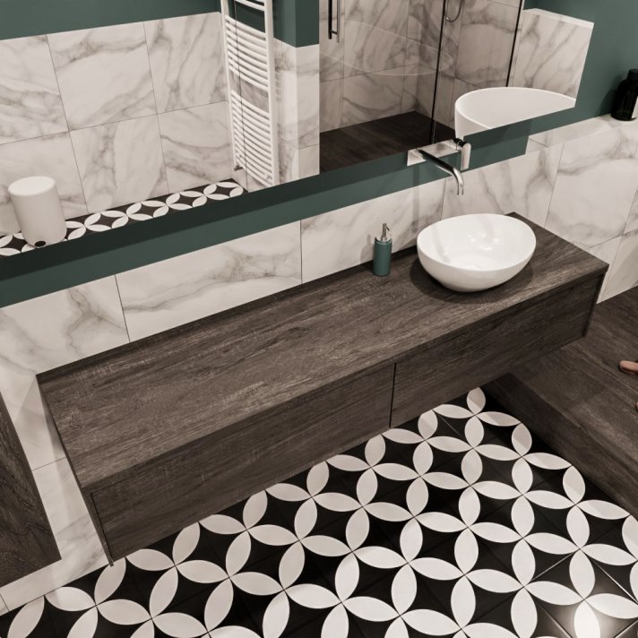 Mondiaz Lush 180 badmeubel dark brown 2 lades Barco rechts geen kraangat