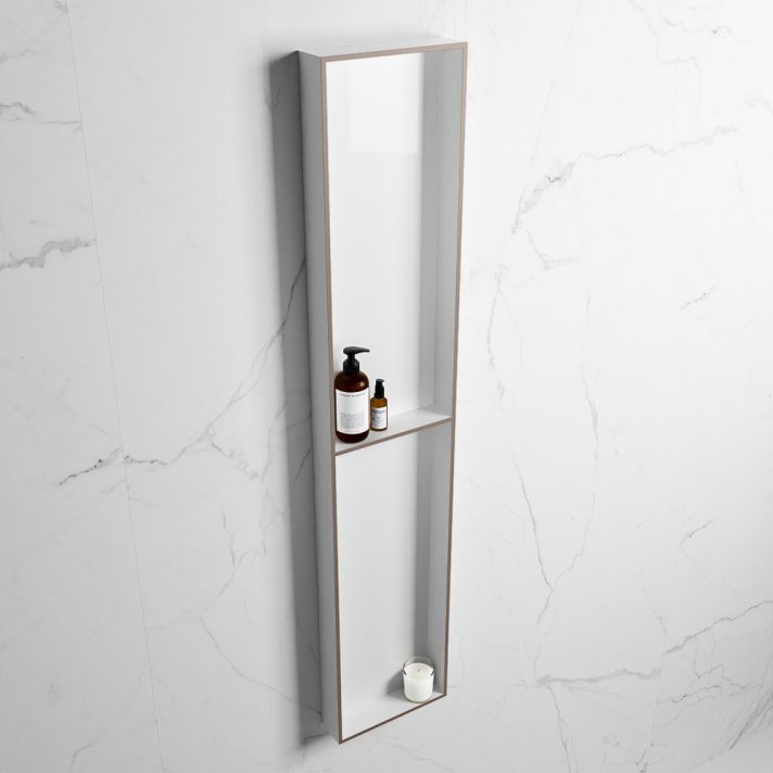 Mondiaz Easy Nis 89,5x29,5cm in solid surface kleur Smoke | Talc. 2 vakken geschikt voor in- of opbouw