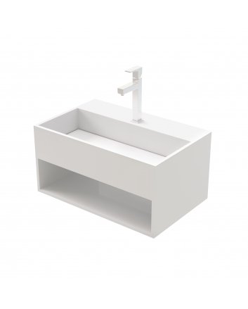 Eco Elegance Solid Surface Wastafel Met Onzichtbare Afvoer En Uitsparing (50x32,4x25cm) - Mat Wit