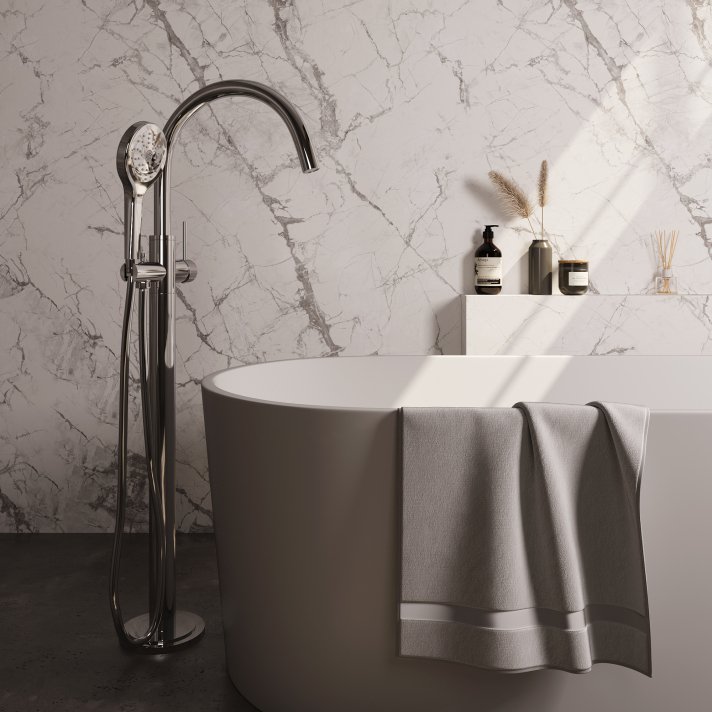BRAUER Chrome Carving vrijstaande badmengkraan SET 02 met 3-standen handdouche en doucheslang chroom