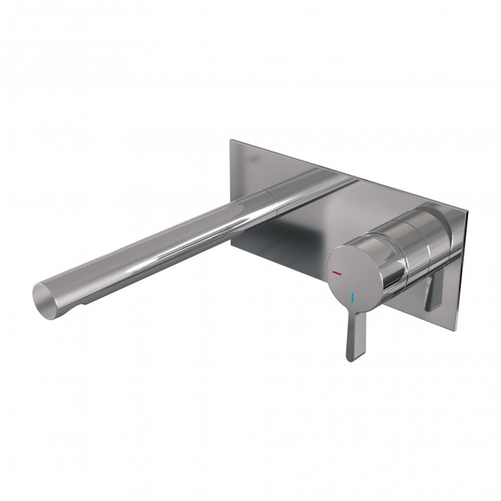 BRAUER Chrome Edition inbouw wastafelmengkraan met rechte uitloop en afdekplaat model E1 chroom
