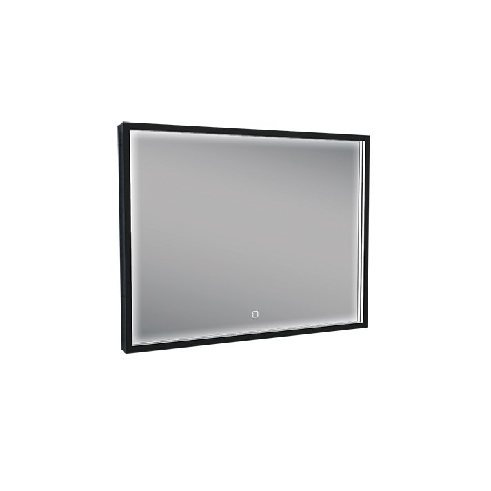 Avi spiegel rechthoek met LED, dimbaar en spiegelverwarming 80 x 60 cm mat zwart